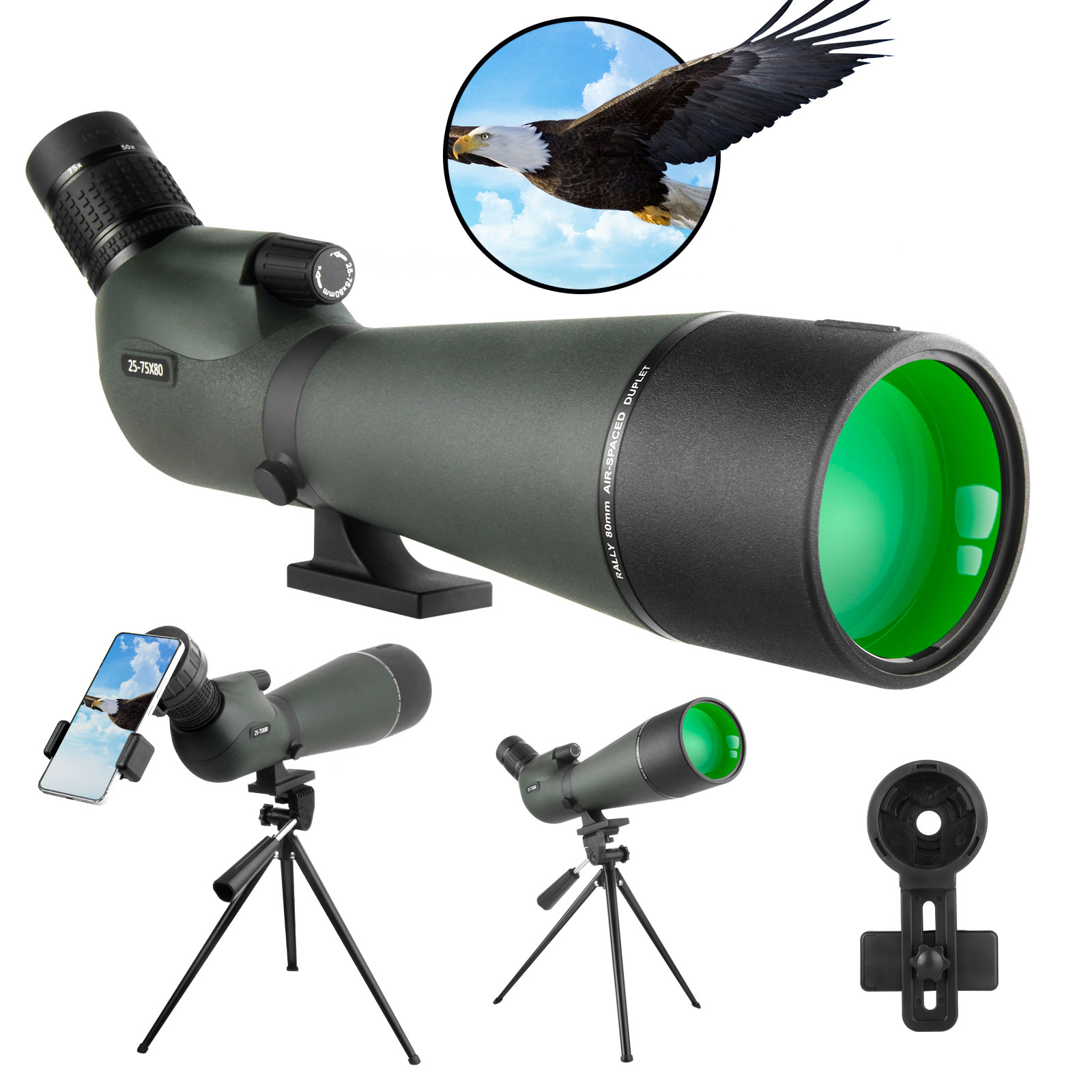 Outdoor Adventure Watches - 25-75x80 Telescope Spotting Scope Large Field