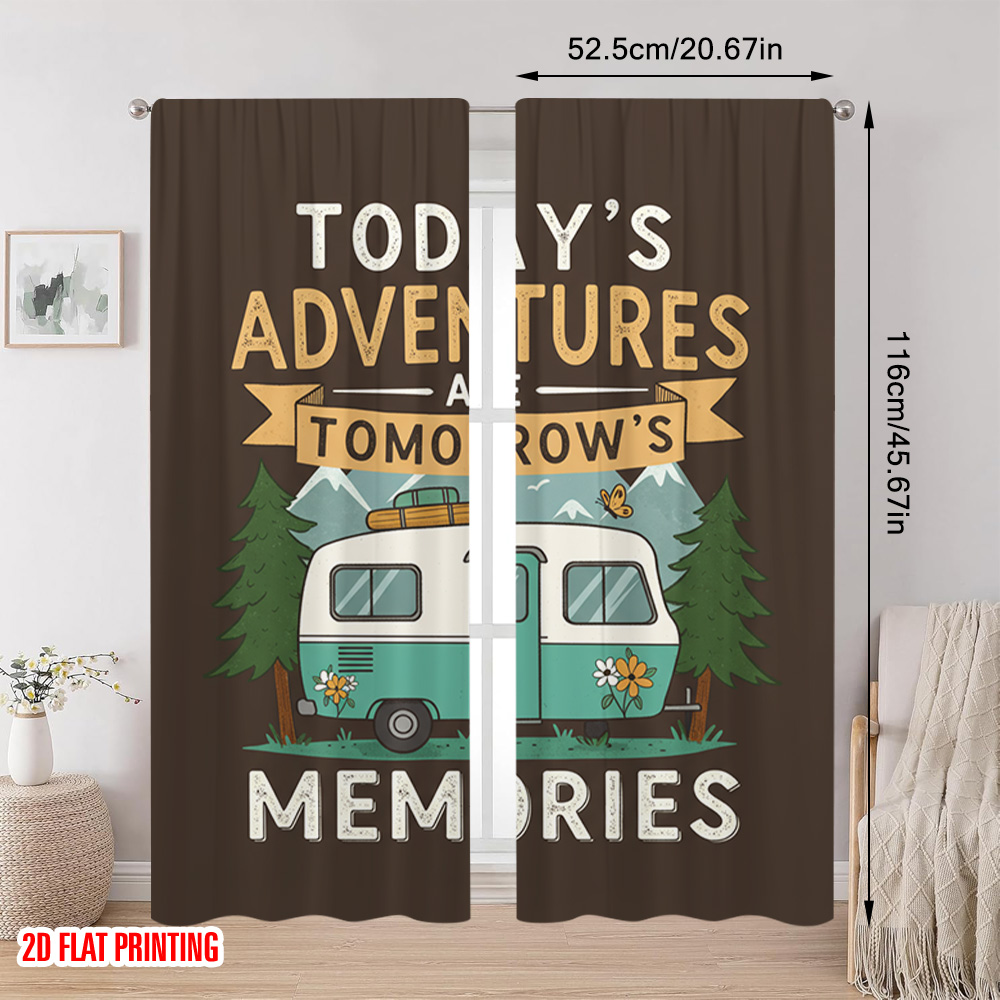 2pcs 2D flat printing Curtain  - đánh giá và giá Outdoor Adventure Festival