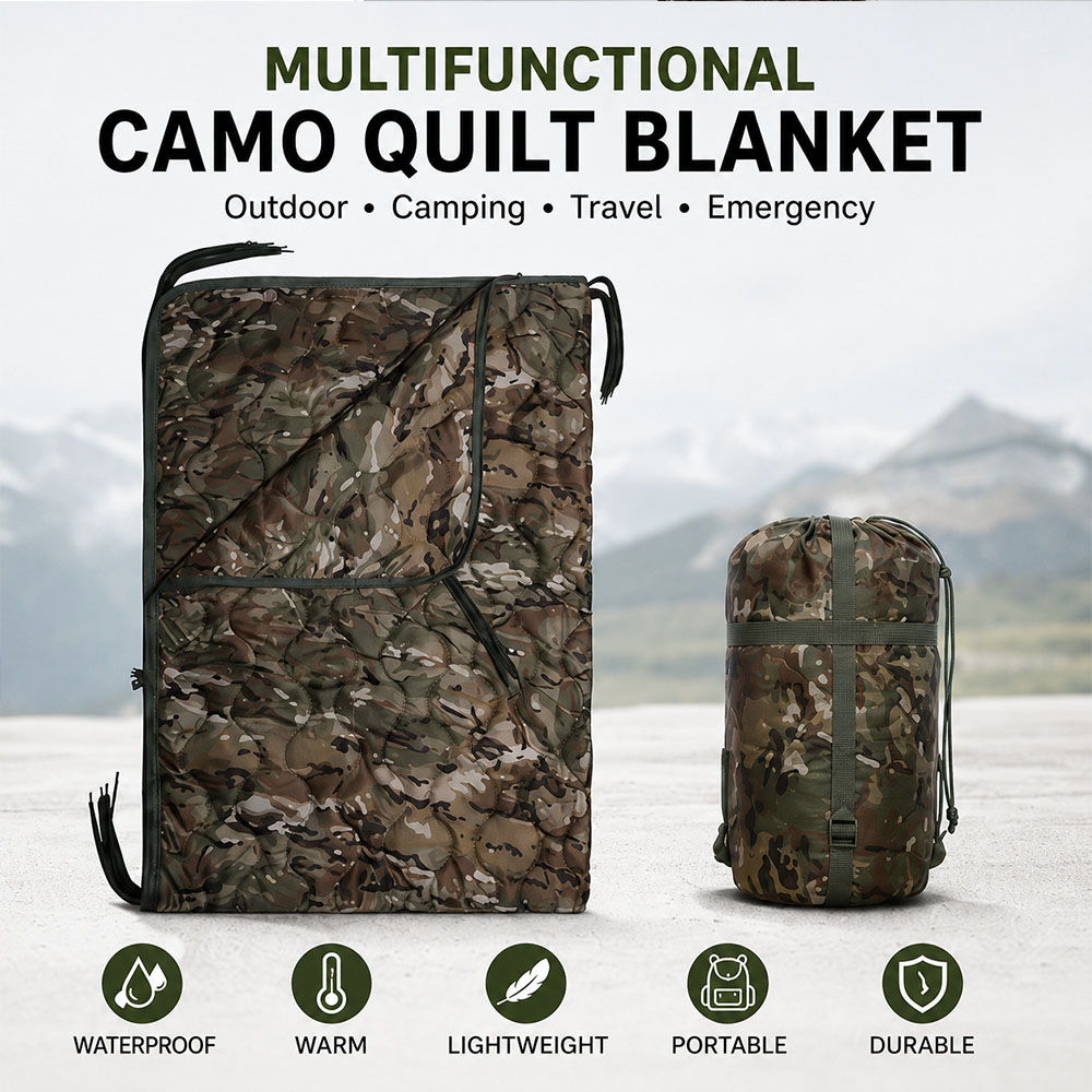 Camouflage Camping Blanket wit - đánh giá và giá Outdoor Adventure Quilt